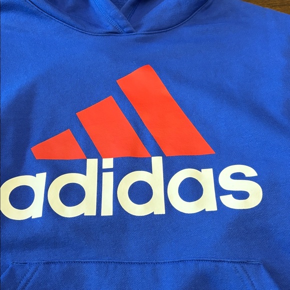 Adidas Royal Blue Hoodie with Vibrant Red Logo - Picture 2 of 3